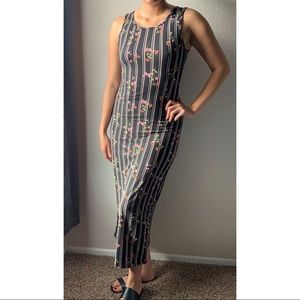 S/M Bodycon Floral Maxi Dress